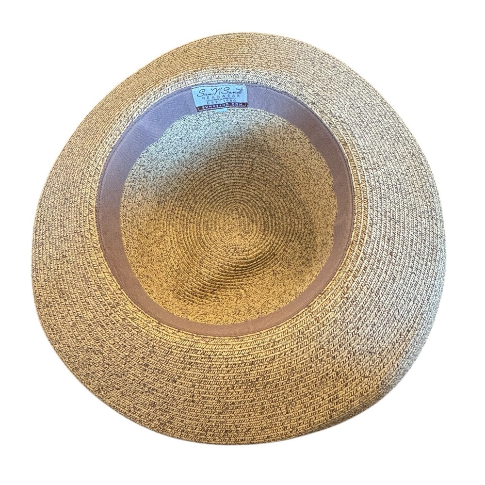 Cream and Tan Wide-Brimmed Sun Hat - Picture 7 of 9